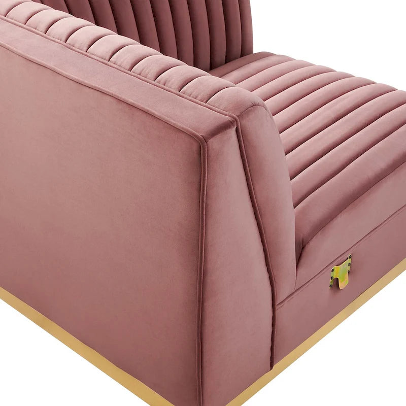 Canapé modulable en velours capitonné Sanguine Channel - Élément d'angle droit