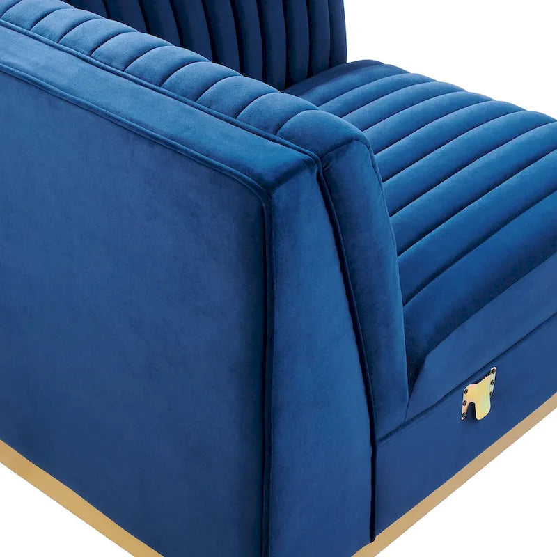 Canapé modulable en velours capitonné Sanguine Channel - Élément d'angle droit