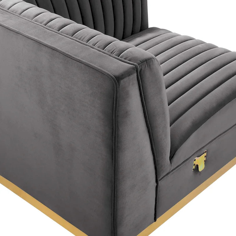 Canapé modulable en velours capitonné Sanguine Channel - Élément d'angle droit