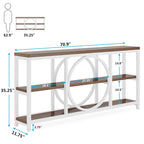 Console de canapé de 70,9 pouces avec 3 étagères de rangement en bois et cadre métallique industriel pour foyer, couloir, salon, derrière le canapé