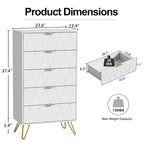 Commode de rangement à 5 tiroirs pour chambre à coucher