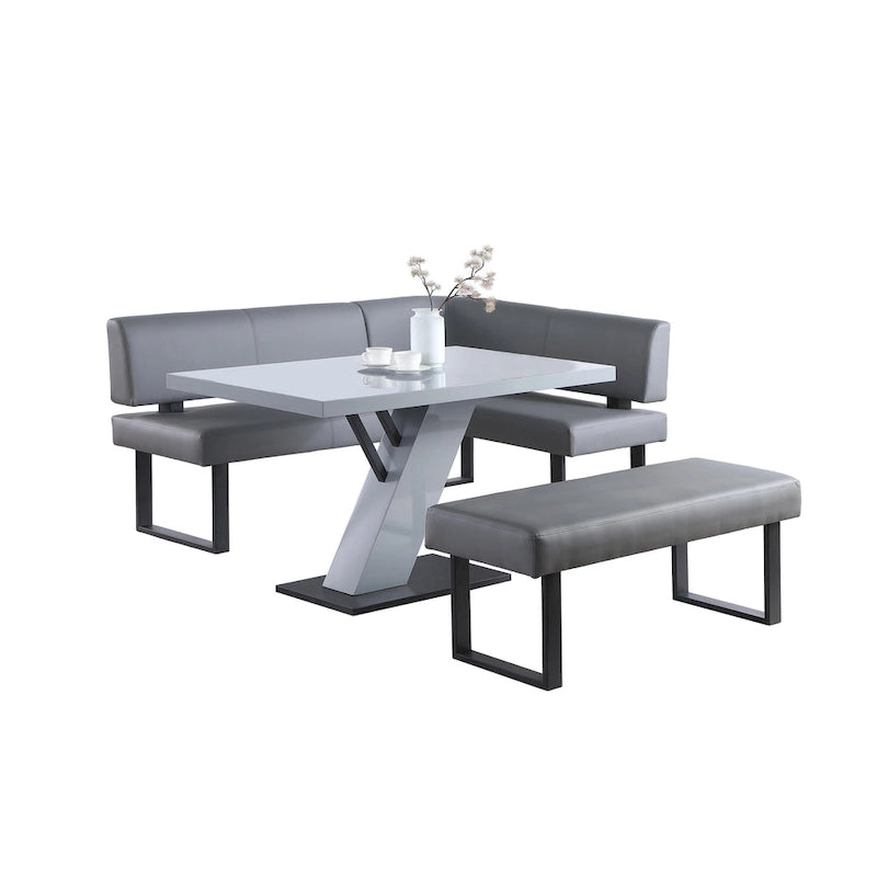 Table à manger Lillian Gloss Grise avec Coin et Banc