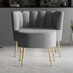 Fauteuil d'appoint luxueux en velours avec tabouret