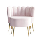 Fauteuil d'appoint luxueux en velours avec tabouret
