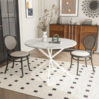 Table à manger ronde à pieds croisés, plateau amovible en deux parties
