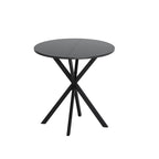 Table à manger ronde à pieds croisés, plateau amovible en deux parties