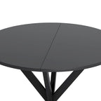 Table à manger ronde à pieds croisés, plateau amovible en deux parties