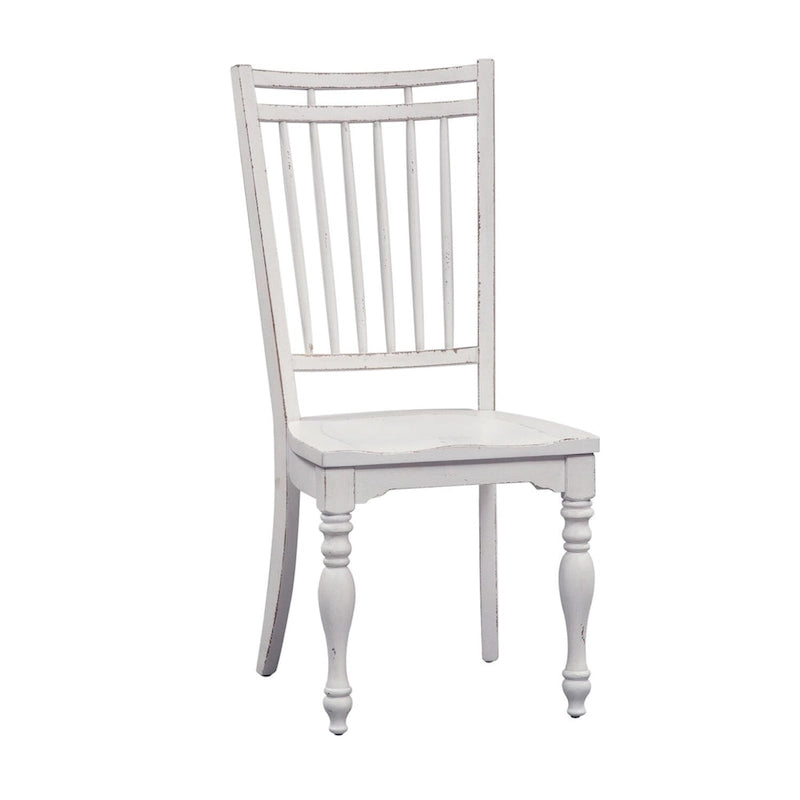 Chaise d'appoint à dossier à barreaux Magnolia Manor blanc antique, écorce patinée