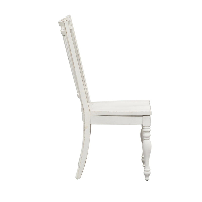 Chaise d'appoint à dossier à barreaux Magnolia Manor blanc antique, écorce patinée