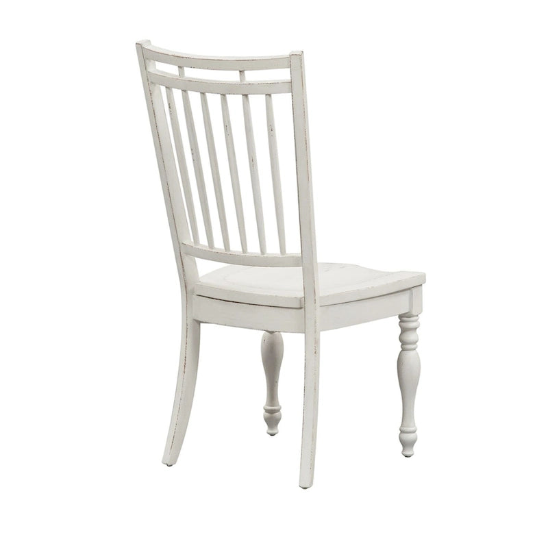 Chaise d'appoint à dossier à barreaux Magnolia Manor blanc antique, écorce patinée