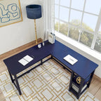 Bureau d'angle avec étagères style planche et poutre