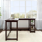 Bureau d'angle avec étagères style planche et poutre