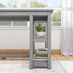 Bureau d'angle avec étagères style planche et poutre