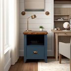 Classeur Nantucket à 1 tiroir de 22 pouces, aucun assemblage requis, denim bleu et whiskey