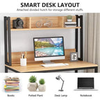 Bureau informatique de bureau à domicile avec étagère supérieure et étagères de rangement