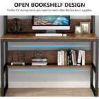 Bureau informatique de bureau à domicile avec étagère supérieure et étagères de rangement