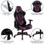 Chaise de jeu ergonomique de course avec dossier entièrement inclinable en similicuir rouge