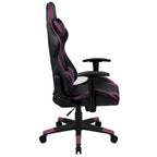 Chaise de jeu ergonomique de course avec dossier entièrement inclinable en similicuir rouge