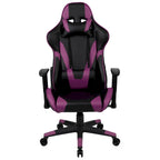 Chaise de jeu ergonomique de course avec dossier entièrement inclinable en similicuir rouge