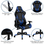 Chaise de jeu ergonomique de course avec dossier entièrement inclinable en similicuir rouge