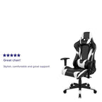 Chaise de jeu ergonomique de course avec dossier entièrement inclinable en similicuir rouge