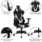 Chaise de jeu ergonomique de course avec dossier entièrement inclinable en similicuir rouge