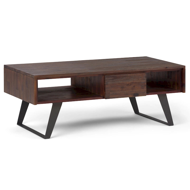 Mitchell Table basse rectangulaire moderne en bois massif et métal de 122 cm de large - 122 L x 56 P x 46 H