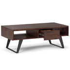 Mitchell Table basse rectangulaire moderne en bois massif et métal de 122 cm de large - 122 L x 56 P x 46 H