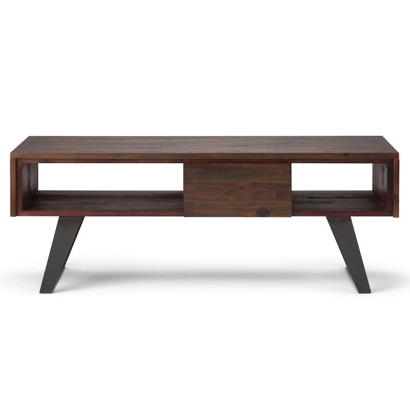 Mitchell Table basse rectangulaire moderne en bois massif et métal de 122 cm de large - 122 L x 56 P x 46 H