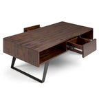 Mitchell Table basse rectangulaire moderne en bois massif et métal de 122 cm de large - 122 L x 56 P x 46 H