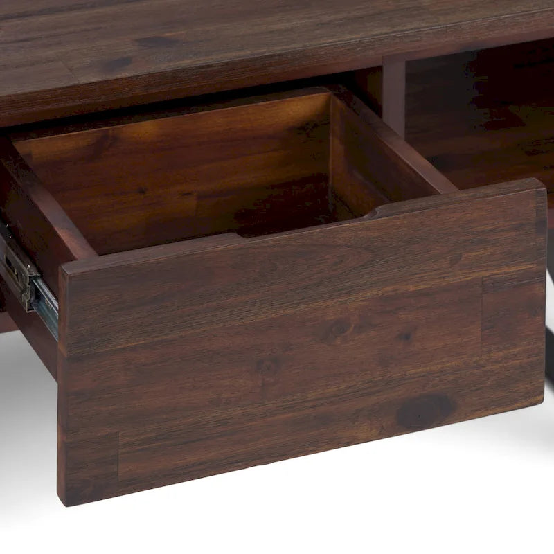 Mitchell Table basse rectangulaire moderne en bois massif et métal de 122 cm de large - 122 L x 56 P x 46 H
