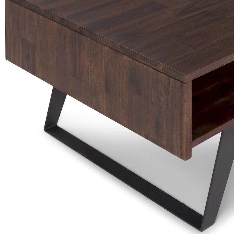 Mitchell Table basse rectangulaire moderne en bois massif et métal de 122 cm de large - 122 L x 56 P x 46 H