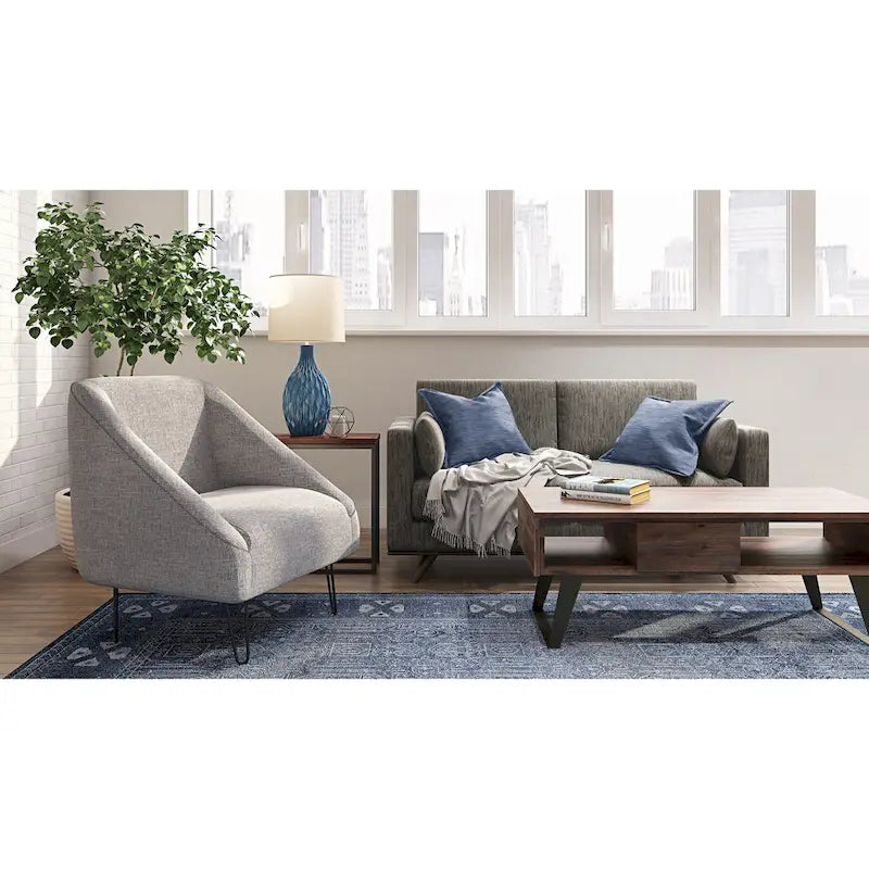 Mitchell Table basse rectangulaire moderne en bois massif et métal de 122 cm de large - 122 L x 56 P x 46 H
