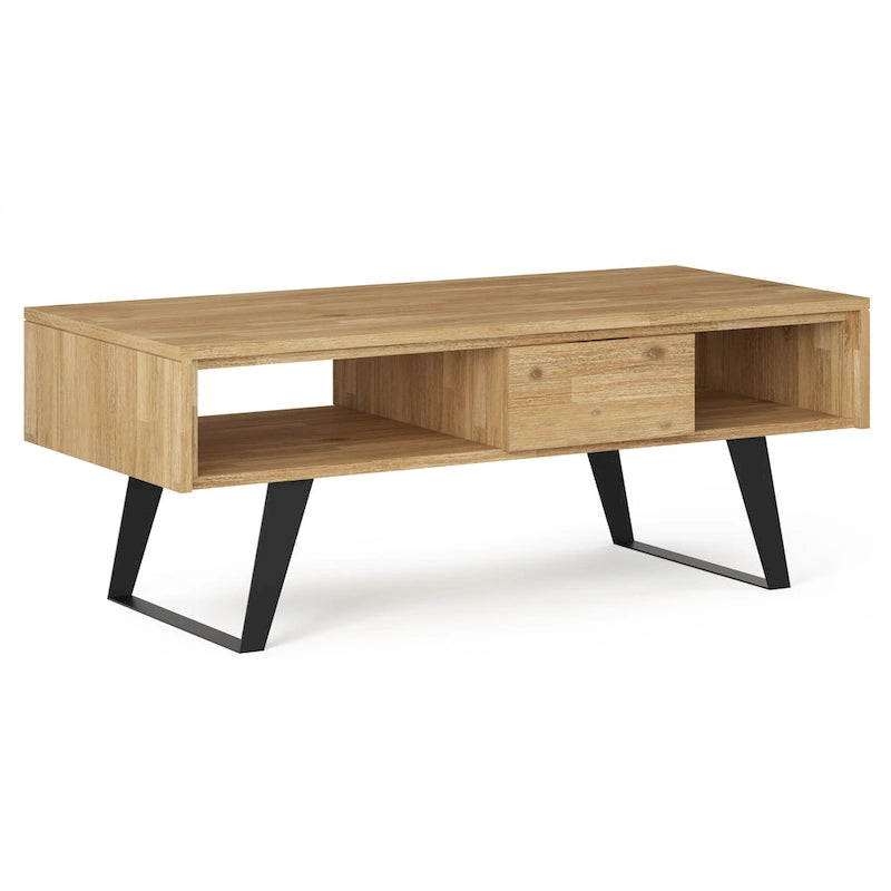 Mitchell Table basse rectangulaire moderne en bois massif et métal de 122 cm de large - 122 L x 56 P x 46 H