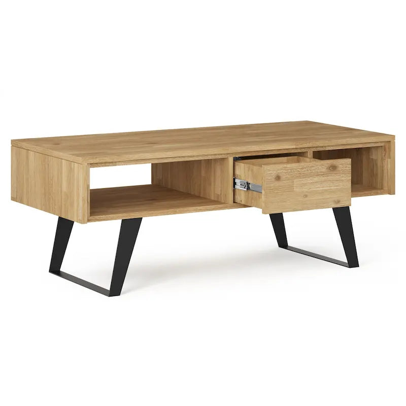 Mitchell Table basse rectangulaire moderne en bois massif et métal de 122 cm de large - 122 L x 56 P x 46 H