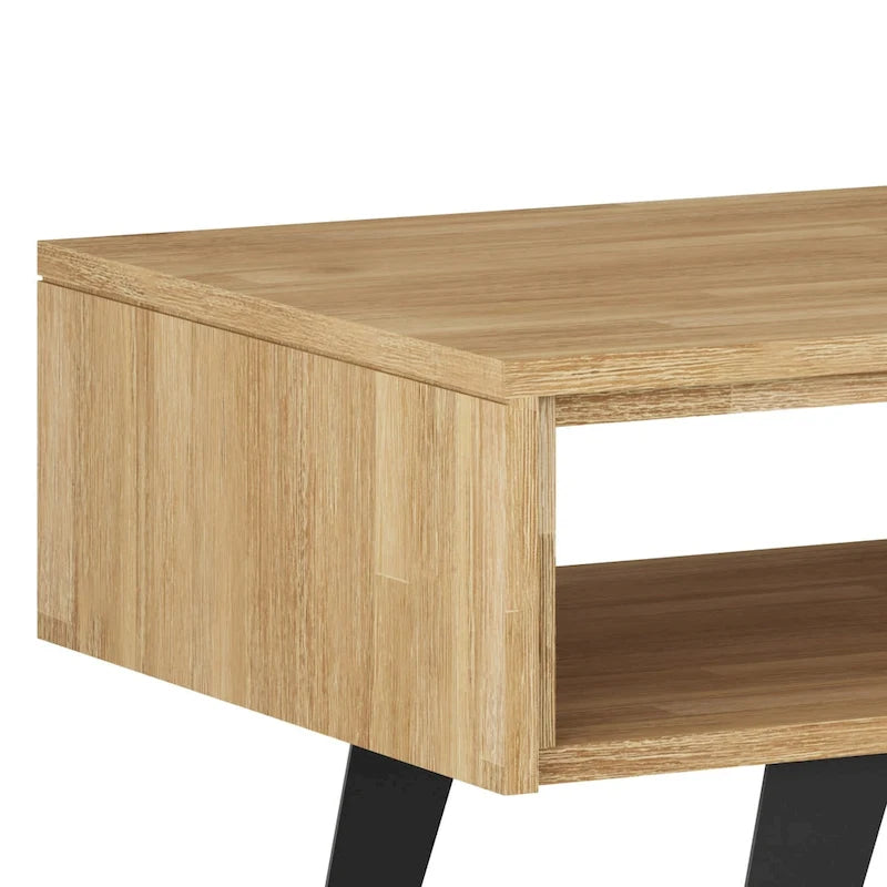 Mitchell Table basse rectangulaire moderne en bois massif et métal de 122 cm de large - 122 L x 56 P x 46 H