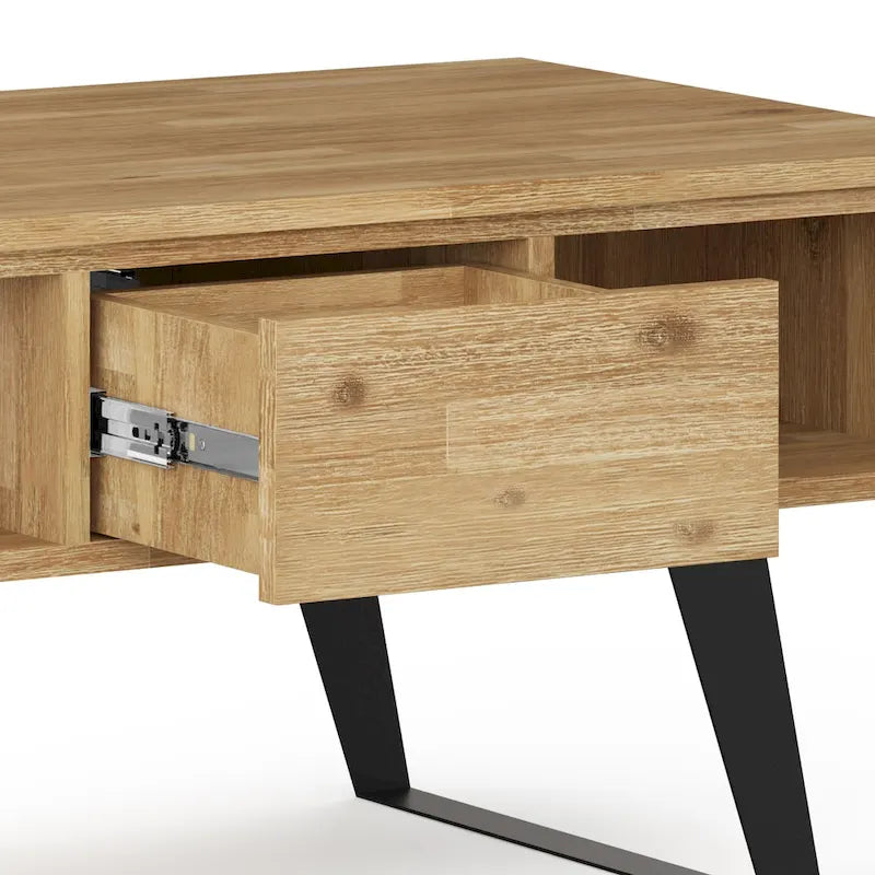 Mitchell Table basse rectangulaire moderne en bois massif et métal de 122 cm de large - 122 L x 56 P x 46 H
