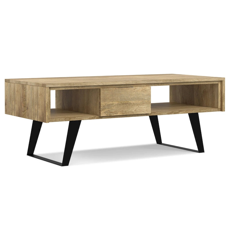 Mitchell Table basse rectangulaire moderne en bois massif et métal de 122 cm de large - 122 L x 56 P x 46 H