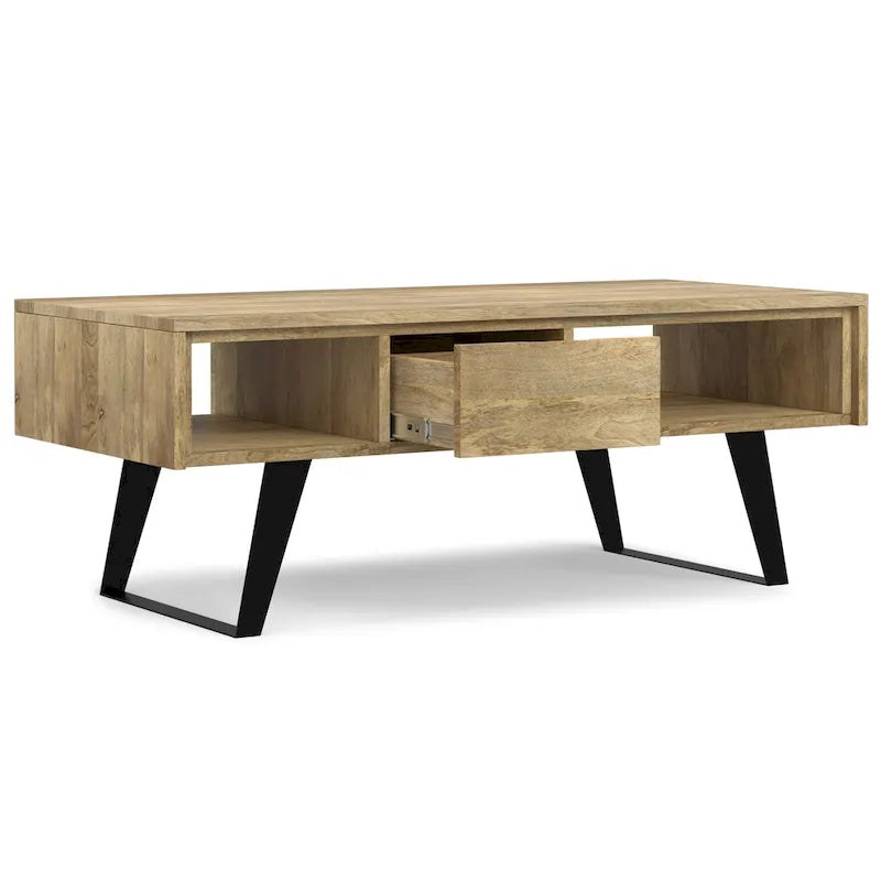 Mitchell Table basse rectangulaire moderne en bois massif et métal de 122 cm de large - 122 L x 56 P x 46 H