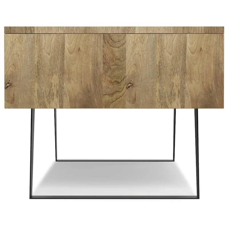 Mitchell Table basse rectangulaire moderne en bois massif et métal de 122 cm de large - 122 L x 56 P x 46 H