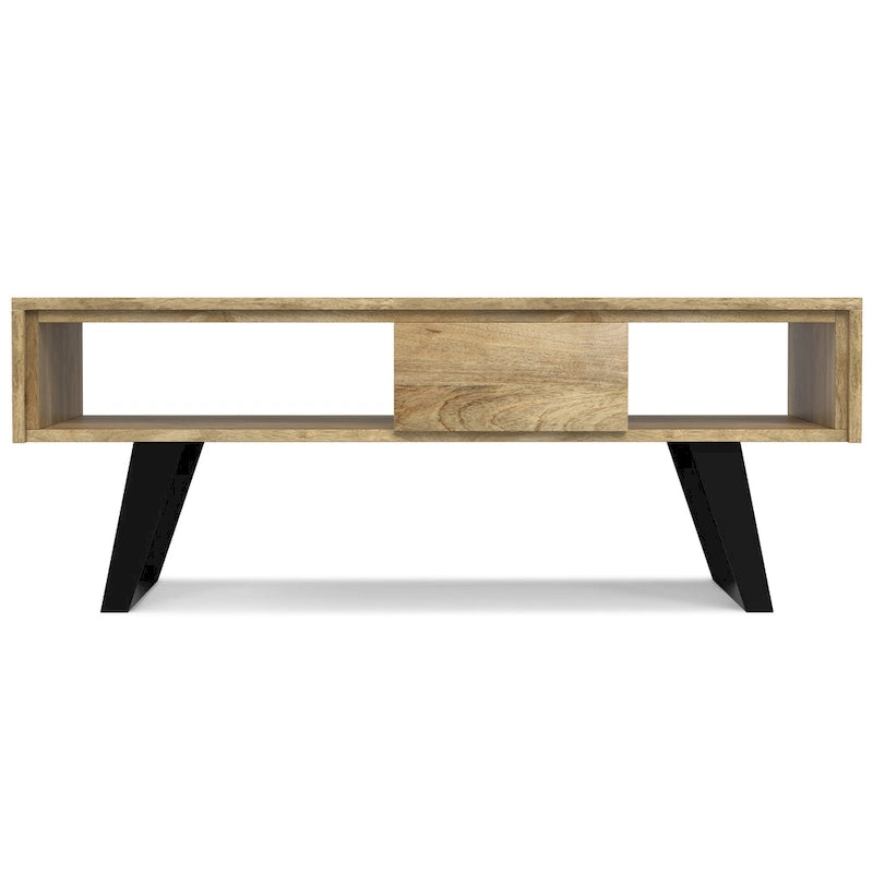 Mitchell Table basse rectangulaire moderne en bois massif et métal de 122 cm de large - 122 L x 56 P x 46 H