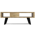Mitchell Table basse rectangulaire moderne en bois massif et métal de 122 cm de large - 122 L x 56 P x 46 H