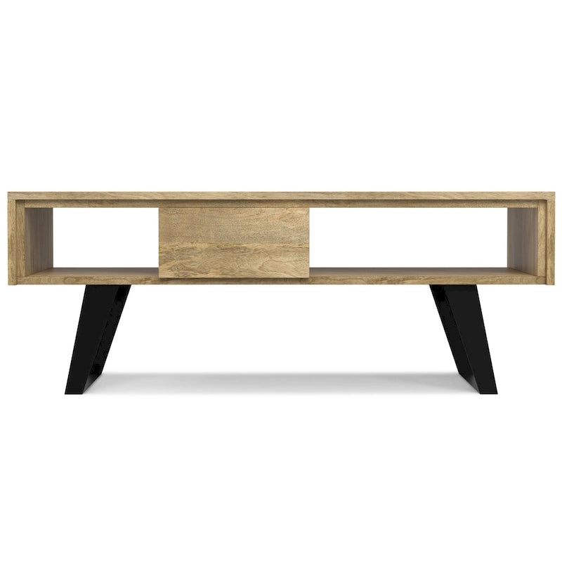 Mitchell Table basse rectangulaire moderne en bois massif et métal de 122 cm de large - 122 L x 56 P x 46 H