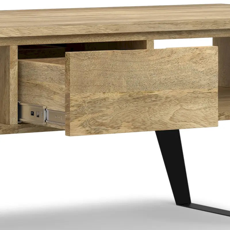 Mitchell Table basse rectangulaire moderne en bois massif et métal de 122 cm de large - 122 L x 56 P x 46 H