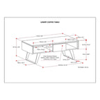 Mitchell Table basse rectangulaire moderne en bois massif et métal de 122 cm de large - 122 L x 56 P x 46 H