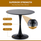 Table de cuisine et de salle à manger moderne ronde de 80 cm pour 2-4 personnes