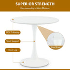 Table de cuisine et de salle à manger moderne ronde de 80 cm pour 2-4 personnes
