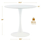 Table de cuisine et de salle à manger moderne ronde de 80 cm pour 2-4 personnes