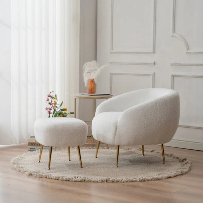 Fauteuil barillet moderne avec ottoman, confortable et élégant, idéal pour les petits espaces - 31,4 (L) x 29,5 (l) x 25,6 (H)