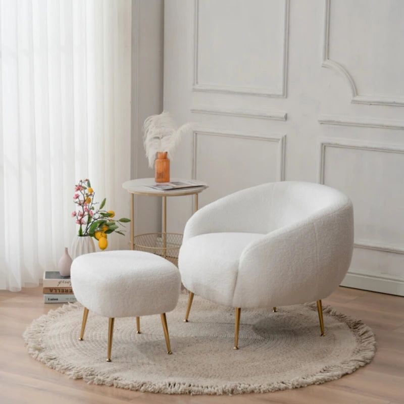 Fauteuil barillet moderne avec ottoman, confortable et élégant, idéal pour les petits espaces - 31,4 (L) x 29,5 (l) x 25,6 (H)